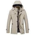 thumbnail image 1 of Jackets for Men Twill Cotton Cargo Trench Coat Hooded Winter Trucker Work Parka Coat Zip Up Mid-Length Coat Outerwear, 1 of 6