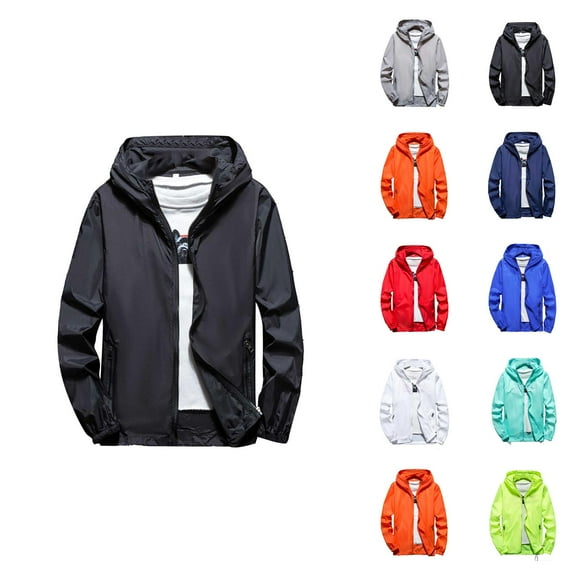 Jackets for Men Women 2025 Lightweight Breathable Outdoor Casual Long Sleeve Zip Up Hooded Jacket with Pockets Hoodie