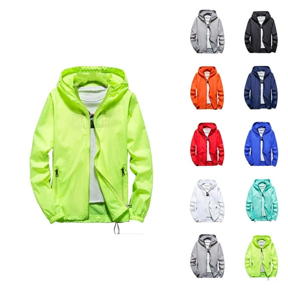 Jackets for Men Women 2025 Lightweight Breathable Outdoor Casual Long Sleeve Zip Up Hooded Jacket with Pockets Hoodie