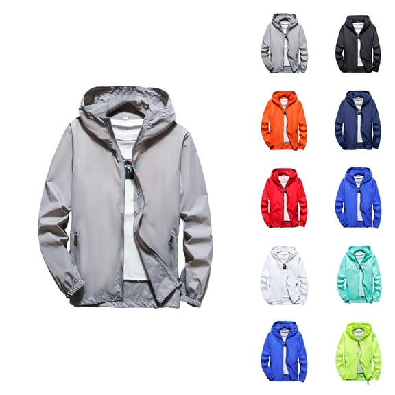 Jackets for Men Women 2025 Lightweight Breathable Outdoor Casual Long Sleeve Zip Up Hooded Jacket with Pockets Hoodie