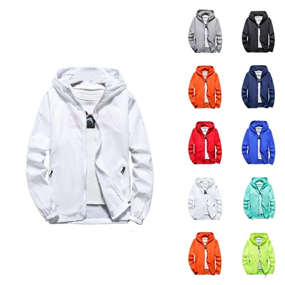 Jackets for Men Women 2025 Lightweight Breathable Outdoor Casual Long Sleeve Zip Up Hooded Jacket with Pockets Hoodie