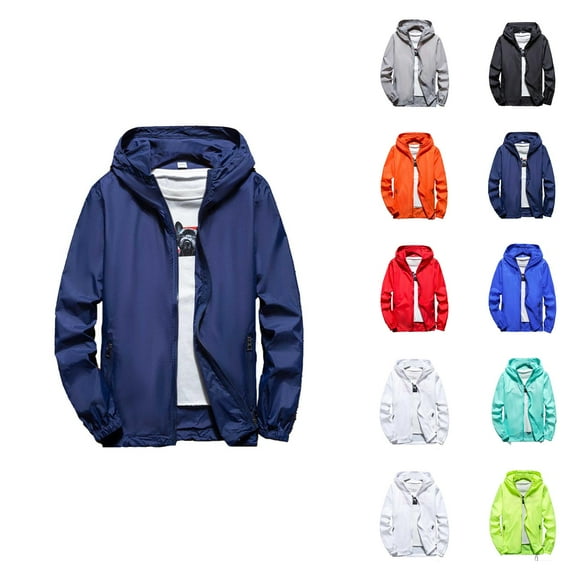 Jackets for Men Women 2025 Lightweight Breathable Outdoor Casual Long Sleeve Zip Up Hooded Jacket with Pockets Hoodie