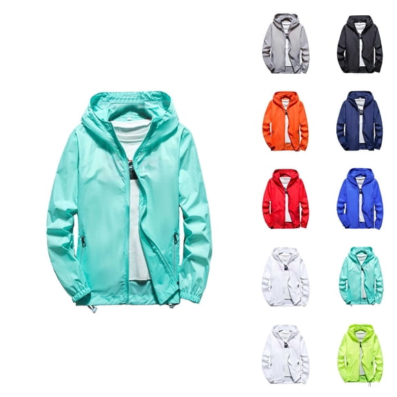 Jackets for Men Women 2025 Lightweight Breathable Outdoor Casual Long Sleeve Zip Up Hooded Jacket with Pockets Hoodie