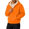 thumbnail image 1 of Jackets for Men Zip Up Long Sleeve Hooded Fall Jacket Thick Sherpa Fleece Lined Lightweight Outdoor Work Fashion Coats with Pockets Saffron 3XL, 1 of 6