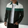 thumbnail image 1 of Jackets for Men Zipper Coats Color Blocked Long Sleeved Lapel Cardigan Jacket,Top for Men Green, 1 of 6