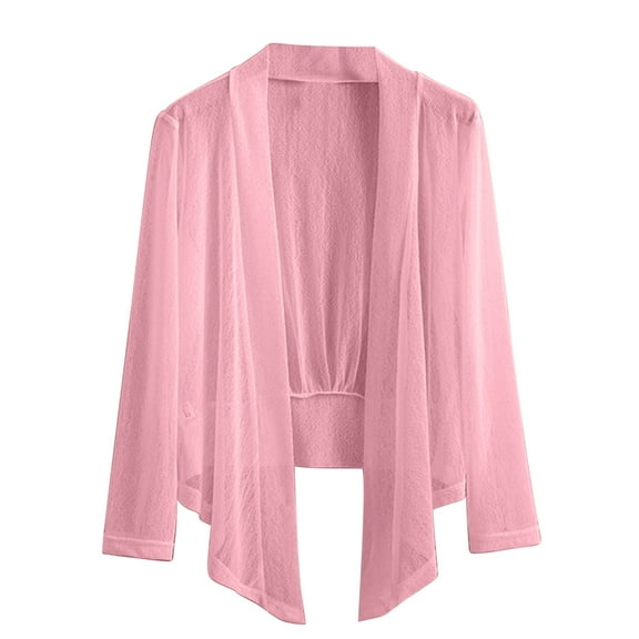 Jackets for Women 2025 New Long Sleeve Cardigan for Women Open Front Dressy Casual Shirts Summer Draped Lightweight Tunic Cover up Tops Pinky XXL