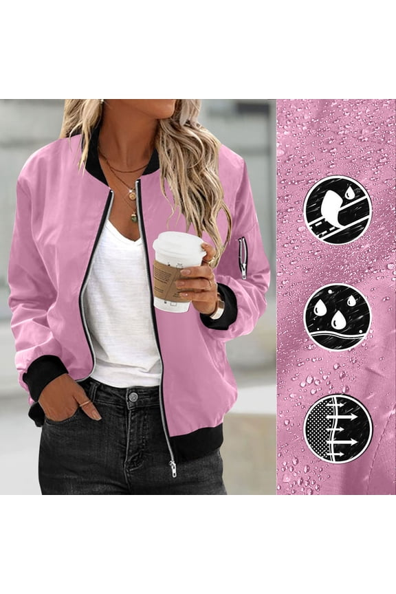 Jackets for Women 2025 Solid Color Waterproof and Windproof Coats Lightweight Casua Lined Jacket