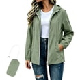 thumbnail image 1 of Jackets for Women Baeitkot Women's Solid Color Winter Fashion Hooded Drawstring Sports Waterproof Raincoat Windbreaker Long Sleeve Jacket, 1 of 9