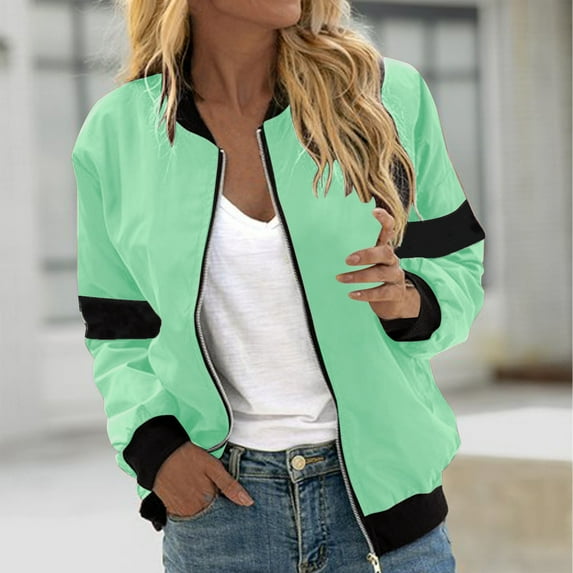 Jackets for Women Casual Fashion Windbreaker Jacket Solid Color Pocket Zipper Top Outwear Jacket