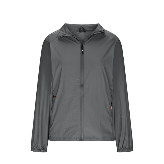 Jackets for Women Casual New Women's Sun Protection Athletic Jacket Zip up Collared Lightweight Long Sleeve Coats for Outdoor Hiking Gray 4XL