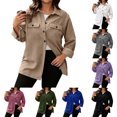 thumbnail image 1 of Jackets for Women Casual Oversized Corduroy Button Down Jacket Solid Color Long Sleeve Lapel Collar Outerwear with Pockets Casual Fall Clothing, 1 of 8