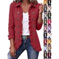 thumbnail image 1 of Jackets for Women Casual Ruffle Trim Double Breasted Long Sleeve Open Front Shirt Jacket Fall Fashion Jacket Outerwear, 1 of 9