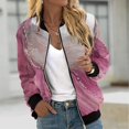 thumbnail image 1 of Jackets for Women Casual Windbreaker Jacket Fashion Colour Blocking Pocket Zipper Top Outerwear Coat Jacket, 1 of 1