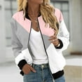 thumbnail image 1 of Jackets for Women Casual Windbreaker Jacket Fashion Colour Blocking Pocket Zipper Top Outerwear Coat Jacket, 1 of 1