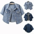 thumbnail image 1 of Jackets for Women,Denim Jacket for Women,Women's 3/4 Sleeve Colored Cropped Denim Jacket Light Wash Jacket Lohas Time Coat Winter Coats for Women, 1 of 7