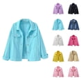 thumbnail image 1 of Jackets for Women Fall Jacket Women's Fashion Casual Colorful Solid Denim Coat - Large Pocket Short Jacket, Autumn Winter Outerwear, 1 of 8