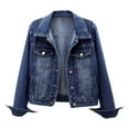 thumbnail image 1 of Jackets for Women Fall Jacket Women's Fashion Casual Colorful Solid Size Large Pocket Button Denim Coat Women's Short Coat, 1 of 4
