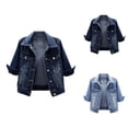 thumbnail image 1 of Jackets for Women Fall Jacket Women's Short Casual Fashion Three Quarter Sleeve Denim Jacket, 1 of 9
