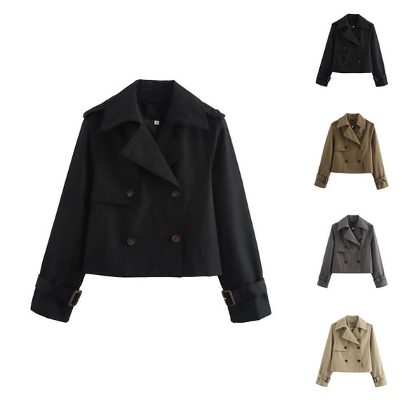 Jackets for Women Fall Jacket Women's Short Casual Trench Jacket - Solid Color everyday Coat, Versatile Autumn Winter Outerwear