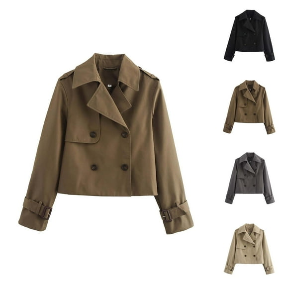 Jackets for Women Fall Jacket Women's Short Casual Trench Jacket - Solid Color everyday Coat, Versatile Autumn Winter Outerwear
