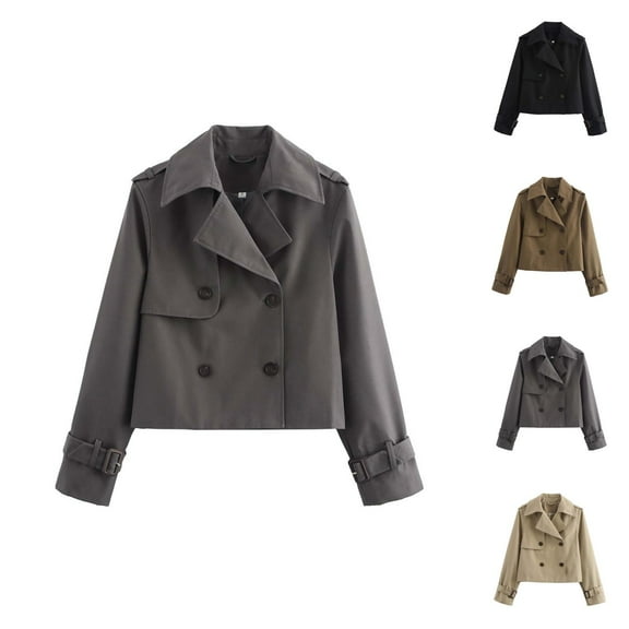 Jackets for Women Fall Jacket Women's Short Casual Trench Jacket - Solid Color everyday Coat, Versatile Autumn Winter Outerwear
