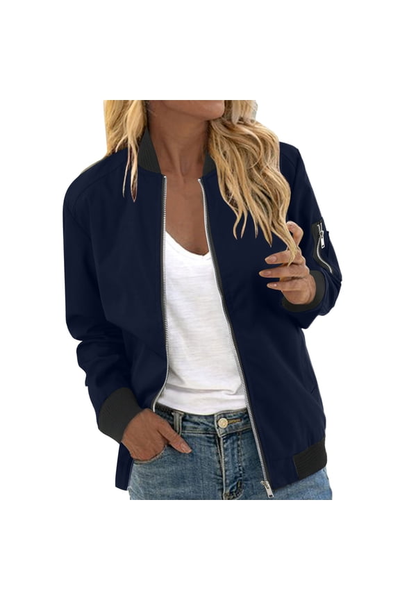 Jackets for Women Fall Jackets for Women 2025 Women Autumn Fashion Leisure Square Thin Pocket Jacket Blouse Coat Baseball Top