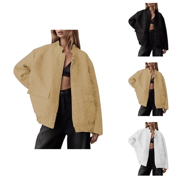 Jackets for Women Fall Jackets for Women 2025 Women's Reversible Warm Notched Collar Jean Jacket - Denim Coat Trucker Jacket, Autumn Winter Outerwear