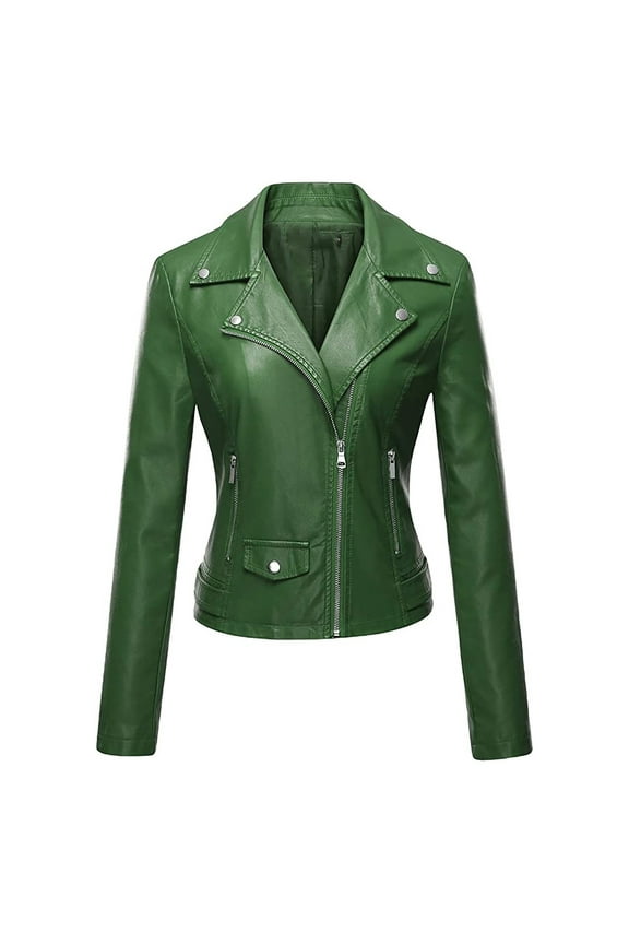 Jackets for Women Fashion Dressy Womens Coats Women's Leather Long Sleeved Short Lapel Jacket Jacket Jacket