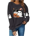 thumbnail image 1 of Jackets for Women Halloween Cute Ghost Printed Long Sleeved Round Neck Loose Fitting Sweatshirt,Womens Sweatshirts Dark Gray S, 1 of 6