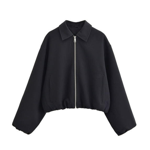 Jackets for Women Jackets for Women Trendy Stand Collar Long Sleeve Solid Color Zipper Jacket Baseball Outerwear Casual Lightweight Comfortable Coat