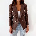 thumbnail image 1 of Jackets for Women Leather Double Breasted Fancy Buttons Long Leather Jacket Long Sleeve Coat Style, 1 of 4