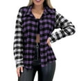 thumbnail image 1 of Jackets for Women Long Sleeve Turndown Collar Regular Plaid Winter Coats Purple S-2XL, 1 of 3