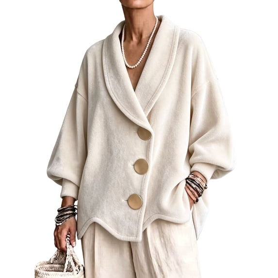 Jackets for Women Long Sleeve Velvet Cardigan Oversized Casual Outerwear for Spring Fall Winter, M