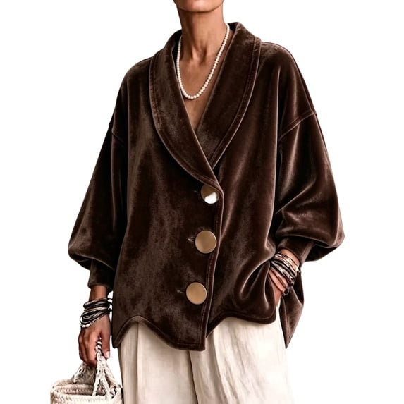 Jackets for Women Long Sleeve Velvet Cardigan Oversized Casual Outerwear for Spring Fall Winter, S