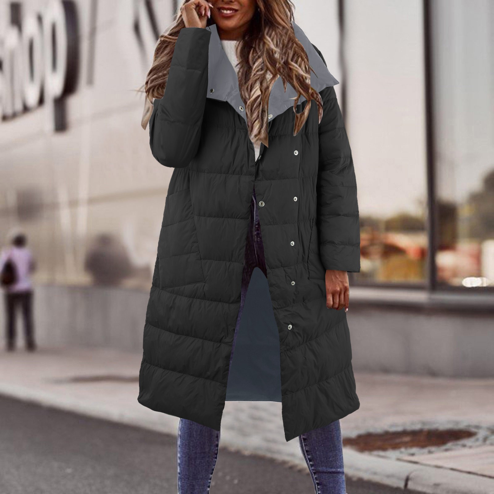 Jackets for Women Modern Fit Zip Down Coats Mid length Long Sleeve with Pockets Down Jacket Walmart