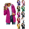 thumbnail image 1 of Jackets for Women Nelozsy Women solid color waterproof outdoor hiking drawstring long sleeved double pocket hooded windbreaker jacket top Hot Pink M, 1 of 9