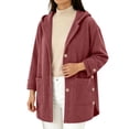 thumbnail image 1 of Jackets for Women, Oversized Button Up Corduroy Hooded Jacket for Women Fall Long Sleeve Cardigans Outerwear Jackets Coat with Pocket, 1 of 8