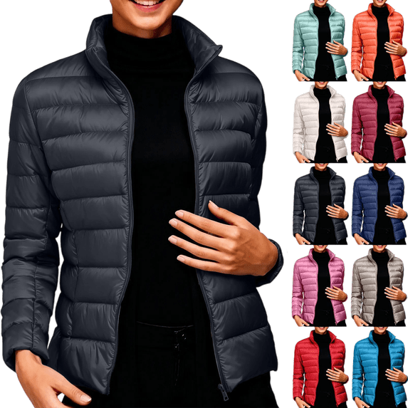 Winter Coats for Women Plus Size Warm Plush Zip Up Outwear Coat Casual Long-Sleeve Padded Jacket With Pockets