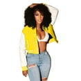 thumbnail image 1 of Jackets for Women Patchwork Cropped Varsity Jacket y2k Button Down Stand Collar Bomber Slim Light Weight Jacket, 1 of 6