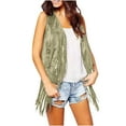 Jackets for Women Plus Size Winter Suede Ethnic Sleeveless Tassels