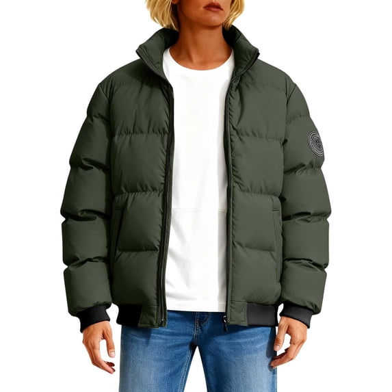 Jackets for Women Puffer Jacket Winter Long Sleeve Casual Solid Coats Fashion Parkas with Pockets