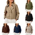 thumbnail image 1 of Jackets for Women Solid Color Plaid Lined Notched Lapel Button Front Blazer Casual Office Outerwear, 1 of 9