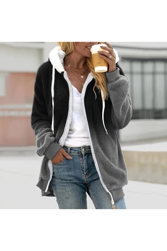 Jackets for Women Spring Casual Zip Up Fleece Shaggy Jackets Coats Fashion Tie Dye Graphic Plus Size Cardigan Sweaters Outwear