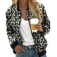 thumbnail image 1 of Jackets for Women Trendy Leopard Print Fashionable Zippered Lightweight Casual Bomber Fall Winter Coats for Women,Black,L, 1 of 8