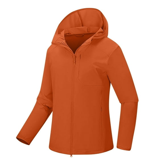 Jackets for Women Trendy New Women's Fashion Sunproof Jacket Lightweight Breathable Coat Rainproof Plus Size Ladies Outerwear Orange XXL