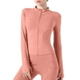 thumbnail image 1 of Jackets for Women Trendy Slim Fit Yoga Workout Full Zip Long Sleeve Running Athletic Quick-Dry Top with Thumb Holes Winter Warm Coat, 1 of 4