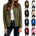 thumbnail image 1 of Jackets for Women Vertical Rib Knit Zip Cardigan Long Sleeve Crew Neck Cropped Knit Sweater Jacket L, 1 of 9