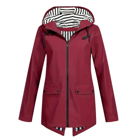 Jackets for Women Windbreaker Hooded Softshell Jacket Outdoor Windproof Zip Up Lightweight Raincoat Spring Fall Red S