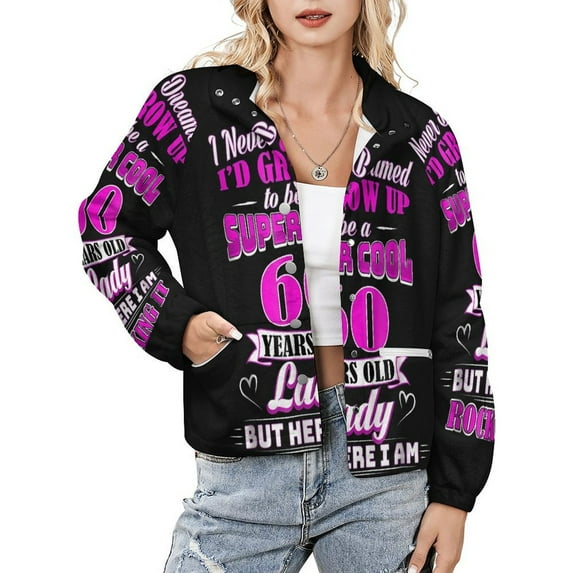 Jackets for Women Winter Coat Jackets Flannel Stand Collar Jacket(60 Year Old Lady Funny 60th Birthday,Size:S-4XL)