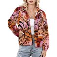 thumbnail image 1 of Jackets for Women Winter Coat Jackets Flannel Stand Collar Jacket(Abstract Animal Print Textile,Size:S-4XL), 1 of 7